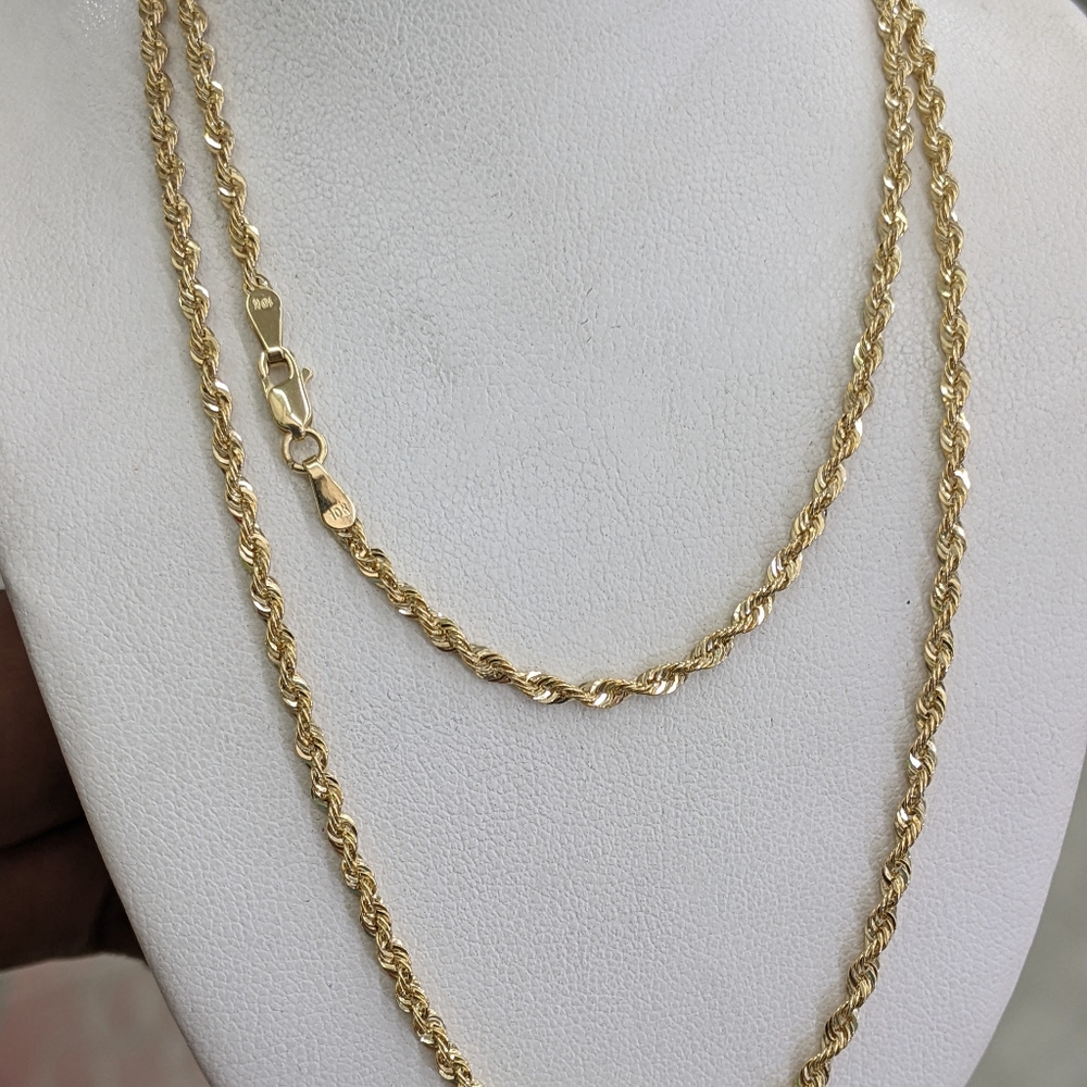 10kt Real Gold Rope Chain 2mm 24 inch - Picture 2 of 7